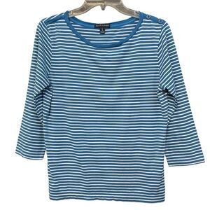 Ralph Lauren Blue Striped Pima Cotton Shirt L